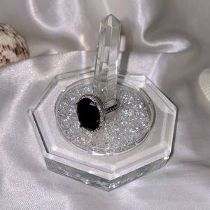 Silver Black Chunky Ring with Diamond Edges 🖤💍